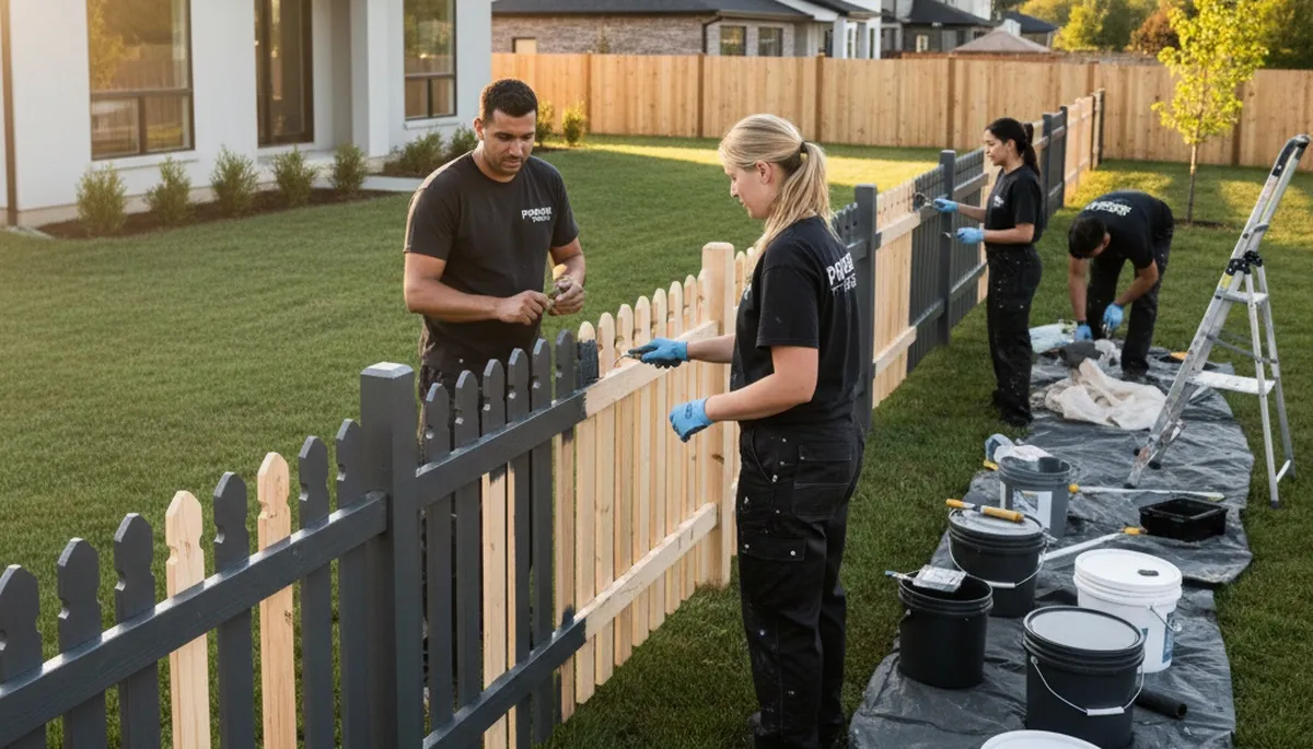 Professional fence painting in Omaha, NE with durable wood and vinyl coatings for long-lasting protection