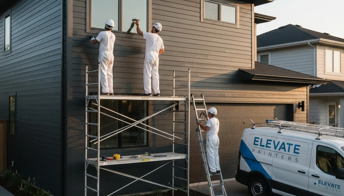 Professional siding painting on Omaha NE home by expert exterior house painters